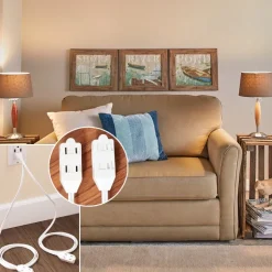 Split Extension Cord Power Strip - 6 Polorized Outlets and 2 Cords