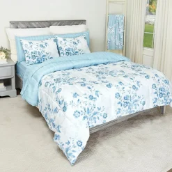 Spring Floral Reversible Queen or King Complete Comforter Set