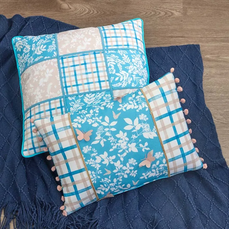 Spring Themed Embroidered Decorative Pillow