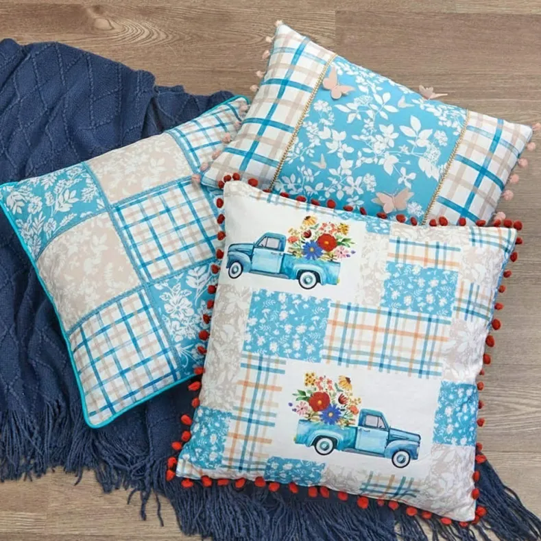 Spring Themed Embroidered Decorative Pillow