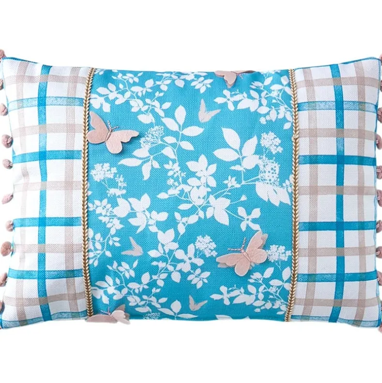 Spring Themed Embroidered Decorative Pillow