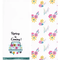 Spring Truck Embroidered Kitchen Towels, Set of 2