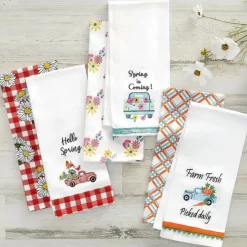 Spring Truck Embroidered Kitchen Towels, Set of 2