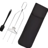 Stainless Steel BBQ Skewer with Brush and Storage Pouch