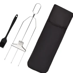 Stainless Steel BBQ Skewer with Brush and Storage Pouch