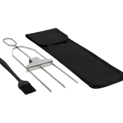 Stainless Steel BBQ Skewer with Brush and Storage Pouch