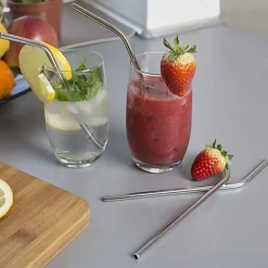 Stainless Steel Straws and Cleaning Brush Set of 4