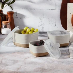 Stoneware Food Storage Container Set - 6-Pc.