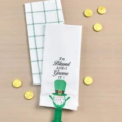 St Patrick's Day Embroidered Kitchen Towels, Set of 2