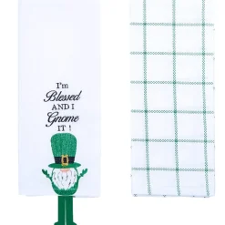 St Patrick's Day Embroidered Kitchen Towels, Set of 2