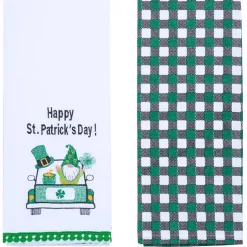 St Patrick's Day Embroidered Kitchen Towels, Set of 2