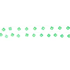 St Patrick's Lighted Green Shamrock Garland - Battery Operated