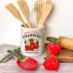 Strawberry Fields Decorative Utensil Crock