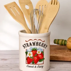 Strawberry Fields Decorative Utensil Crock