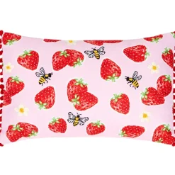 Strawberry Garden Embroidered Decorative Pillow