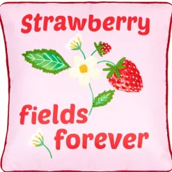 Strawberry Garden Embroidered Decorative Pillow