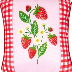 Strawberry Garden Embroidered Decorative Pillow