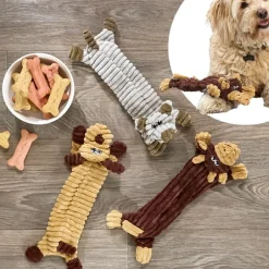 Stuffing-Free Soft Plush Corduroy Dog Chew Toy Pig Cow Or Dog Shaped