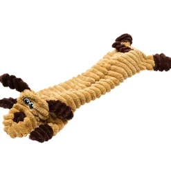 Stuffing-Free Soft Plush Corduroy Dog Chew Toy Pig Cow Or Dog Shaped