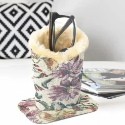 Stylish Eyeglass Holder Floral Plush Lined Case