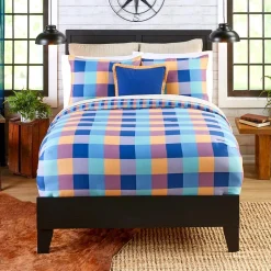 Summer Buffalo Plaid Reversible Comforter Set or Accent Pillow