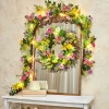 Summer Butterfly and Flower Lighted Wreath or Garland-Seasonal Decor