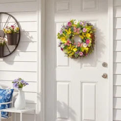 Summer Butterfly and Flower Lighted Wreath or Garland-Seasonal Decor