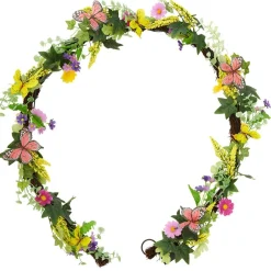 Summer Butterfly and Flower Lighted Wreath or Garland-Seasonal Decor