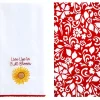 Summer Floral Embroidered Kitchen Towels, Set of 2