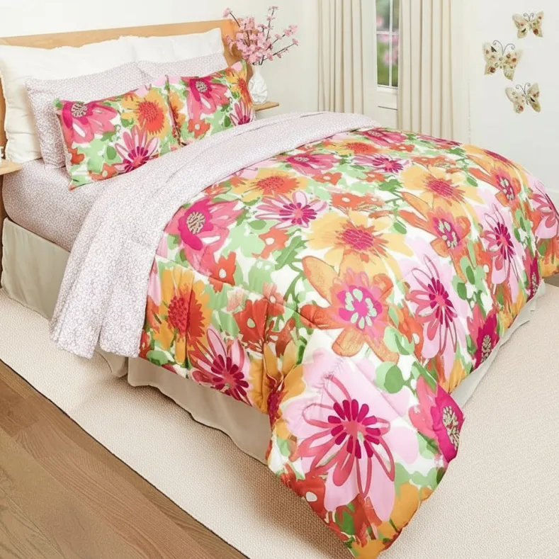 Summer Floral Reversible Complete Comforter Set