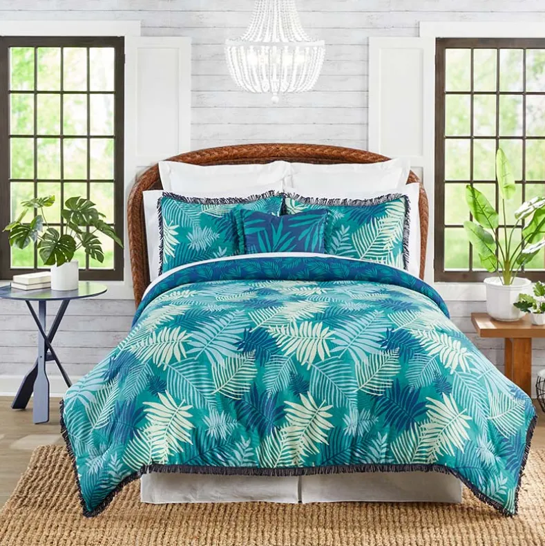 Summer Palm Reversible Comforter Set or Decorative Pillow