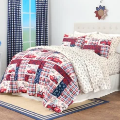 Summer Plaid Truck Complete Comforter Set with Sheets