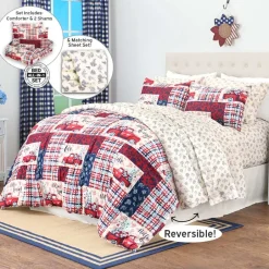 Summer Plaid Truck Complete Comforter Set with Sheets