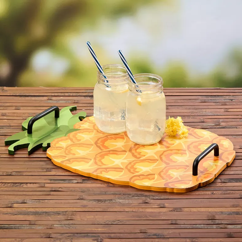 Summertime Fruits Wood Serving Tray - Lemon or Pineapple