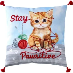 Summertime Pet Embroidered Decorative Pillow
