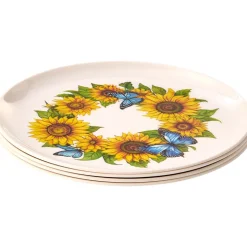 Sunflower and Butterfly 8" Melamine Plates - Set of 4