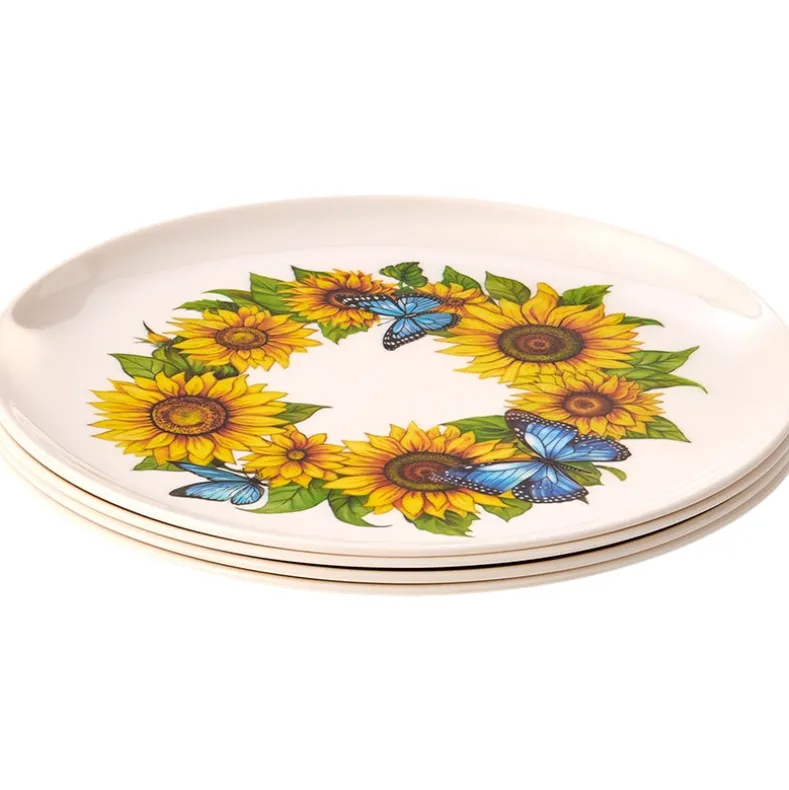 Sunflower and Butterfly 8" Melamine Plates - Set of 4