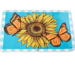 Sunflower and Butterfly Shower Curtain or Memory Foam Bath Rug