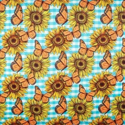 Sunflower and Butterfly Shower Curtain or Memory Foam Bath Rug