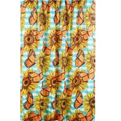 Sunflower and Butterfly Shower Curtain or Memory Foam Bath Rug