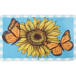 Sunflower and Butterfly Shower Curtain or Memory Foam Bath Rug