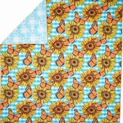 Sunflower Butterfly Full/Queen or King Quilt, Sham, or Decorative Pillow