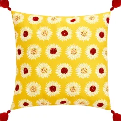 Sunflower Embroidered Decorative Pillow
