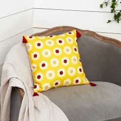 Sunflower Embroidered Decorative Pillow