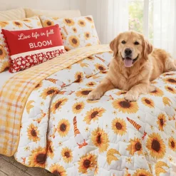 Sunflowers and Gnomes Full/Queen or King Quilt, Sham, or Accent Pillow