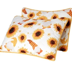 Sunflowers and Gnomes Full/Queen or King Quilt, Sham, or Accent Pillow