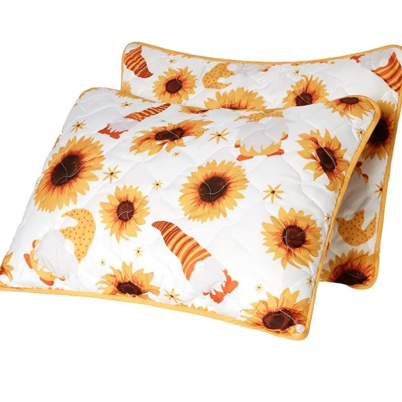 Sunflowers and Gnomes Full/Queen or King Quilt, Sham, or Accent Pillow