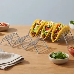 Taco Holder Stand Stainless Steel Set of 2