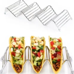 Taco Holder Stand Stainless Steel Set of 2
