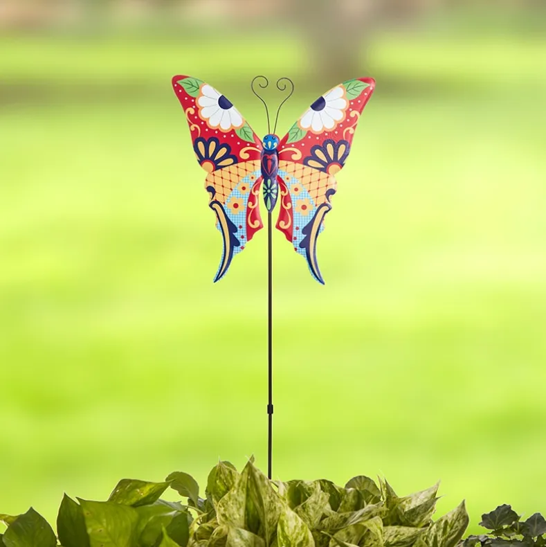 Talavera-Inspired Garden Stakes-Butterfly or Hummingbird